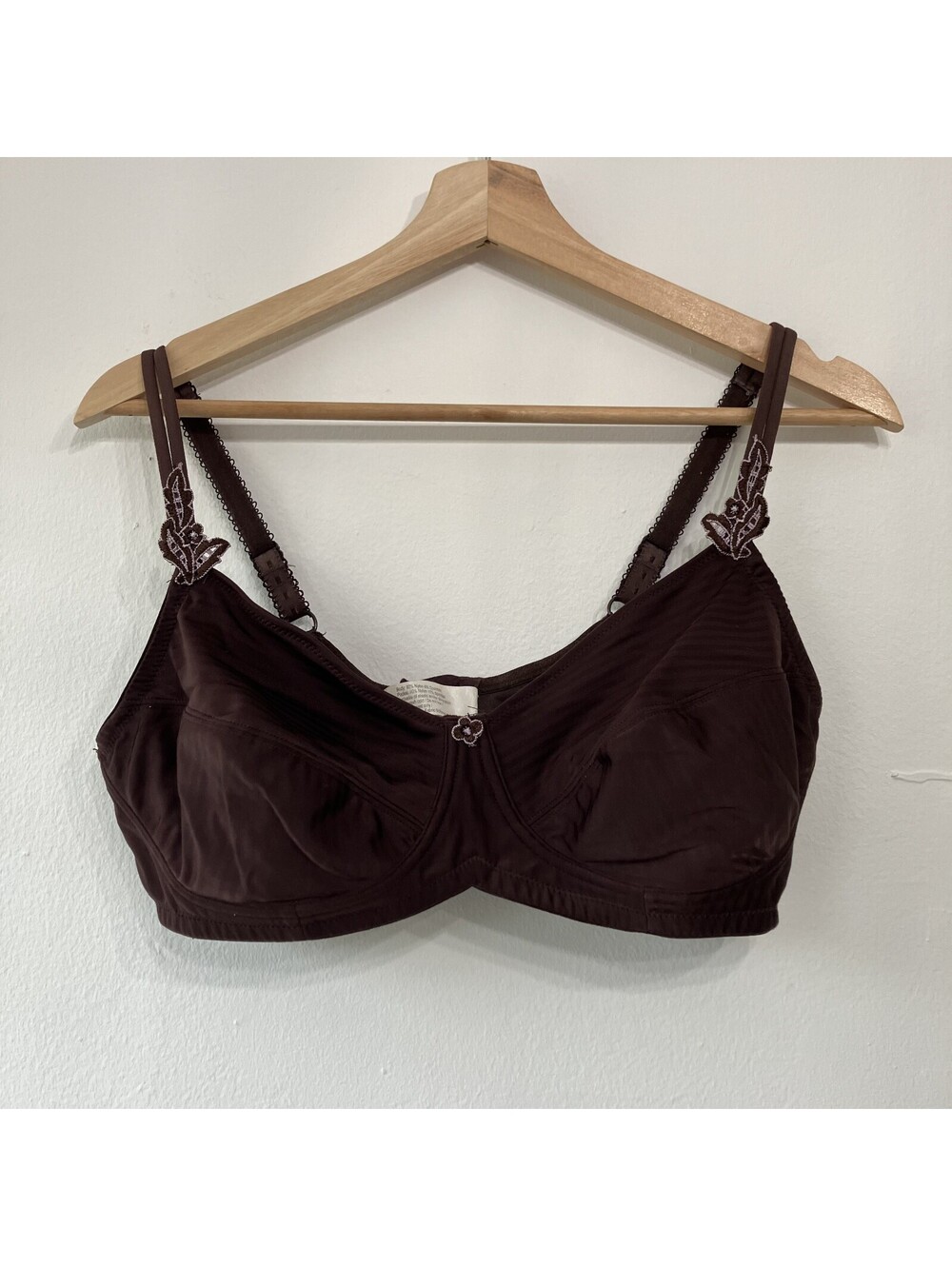 Vintage Amoena Wireless Mastectomy Bra Floral Applique Brown Stripe 90B 40B